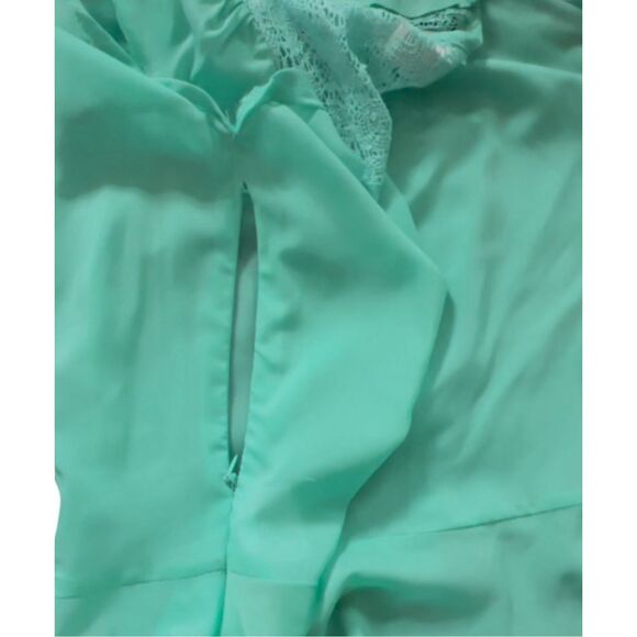 Cache Cache Lightweight Lace Embroidery Chiffon Aqua Color Blouse, Top - Size 1 - Picture 9 of 9